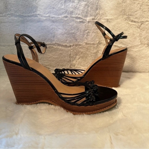 Bakers Dedra Faux Patent Leather Sandals Heels. 4” High. Size 7.5 Black New - Picture 7 of 12